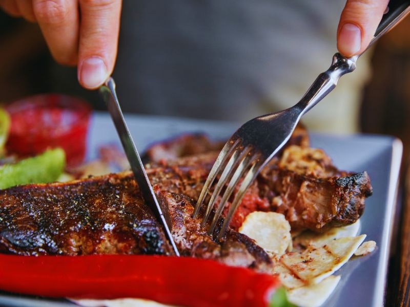 Three course steak and open bar menu