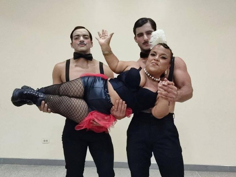 Dwarf female strip show