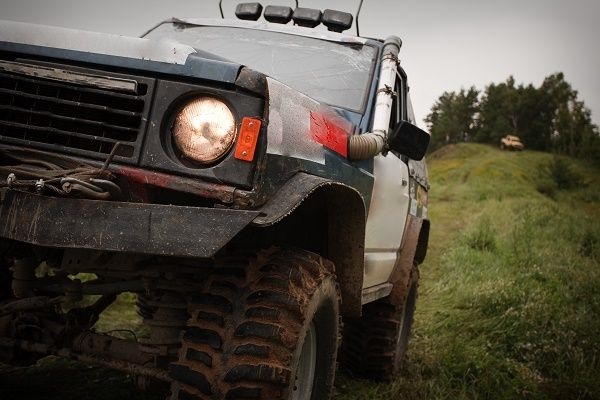 4x4 driving in countryside landscape