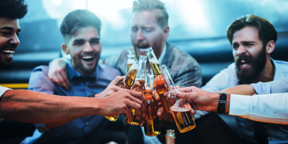 Men celebrating on a stag do