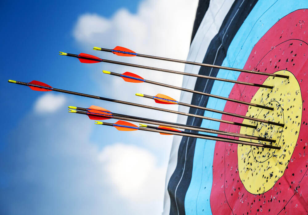 Archery arrows on target