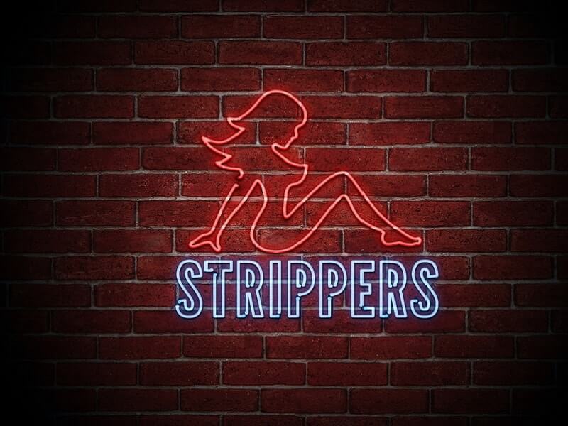 Neon strip club sign