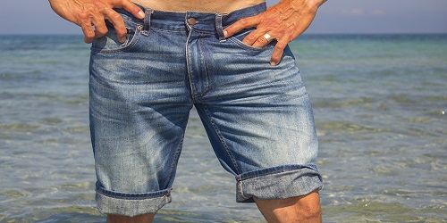 Achieve a seasonal men's coordinate with  Jorts , a hot topic