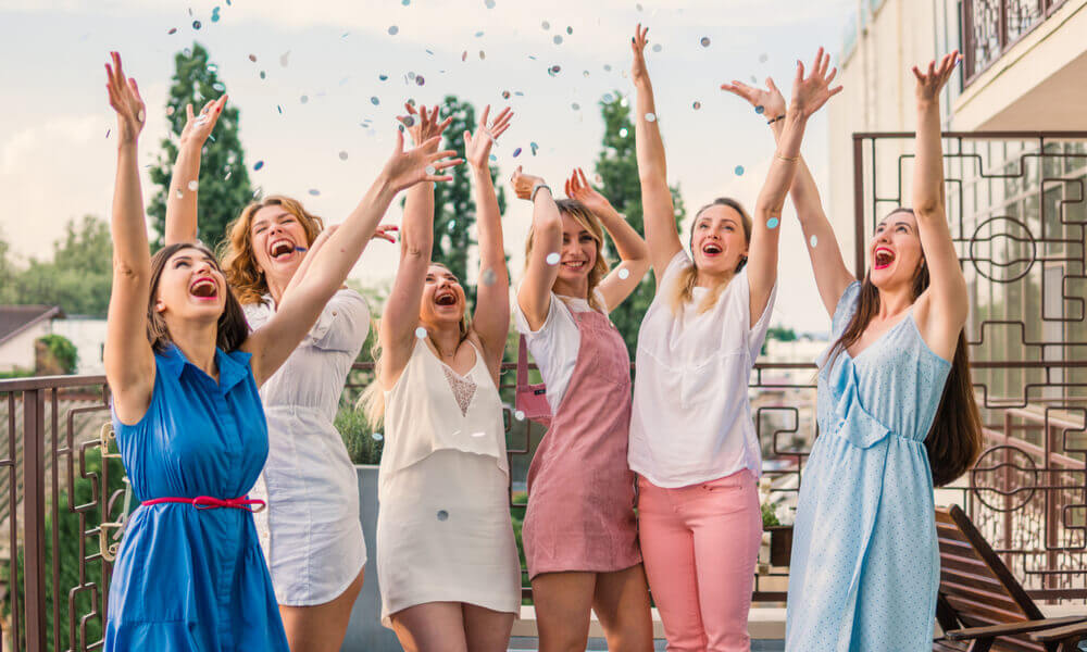 Group of women celebrating on a hen weekend